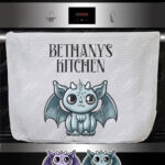 18548 personalised kawaii gargoyle gothic tea towel 1