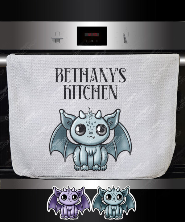 18548 personalised kawaii gargoyle gothic tea towel 1