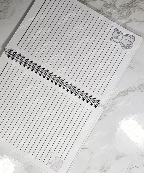 personalised cute spooky doodles on pastel stripe gothic witchy a5 notebook journal