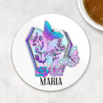 18565 personalised coffin butterflies gothic coaster 1