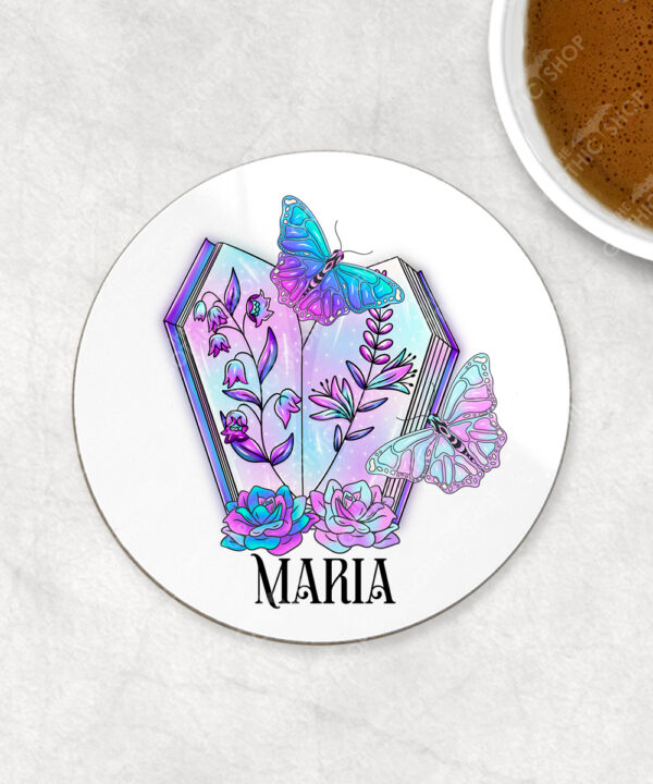 18565 personalised coffin butterflies gothic coaster 1