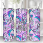 personalised pastel goth coffin book flowers & butterflies 20oz straight tumbler