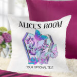 personalised pastel goth coffin book flowers & butterflies velvet cushion