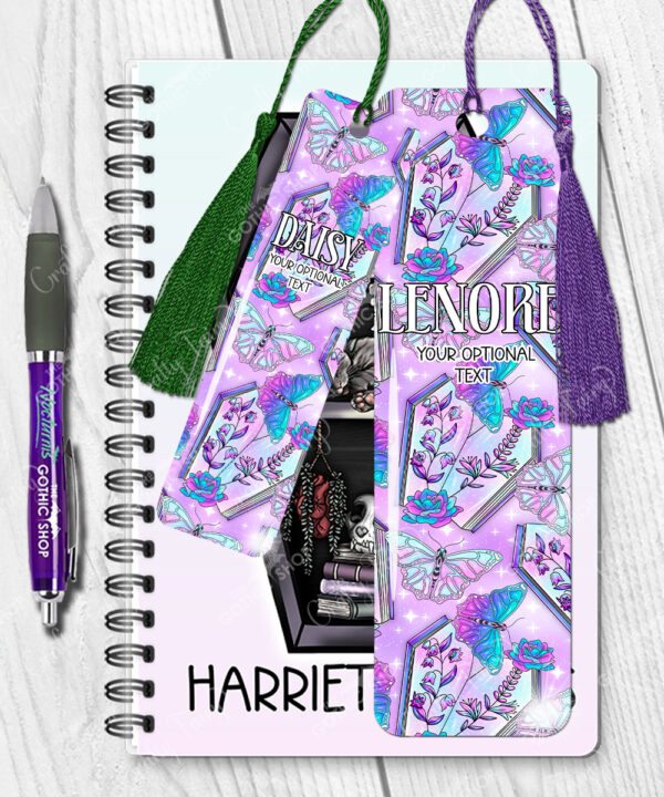 18573 personalised coffin book butterflies gothic bookmark 2