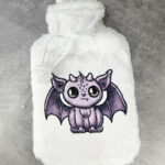 magical kawaii purple gargoyle hot water bottle with plush cover