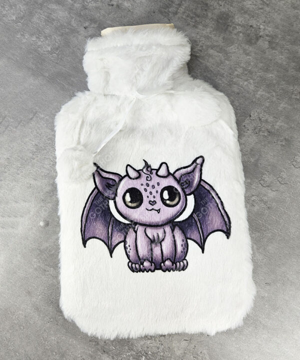 magical kawaii purple gargoyle hot water bottle with plush cover