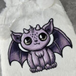 magical kawaii purple gargoyle hot water bottle with plush cover