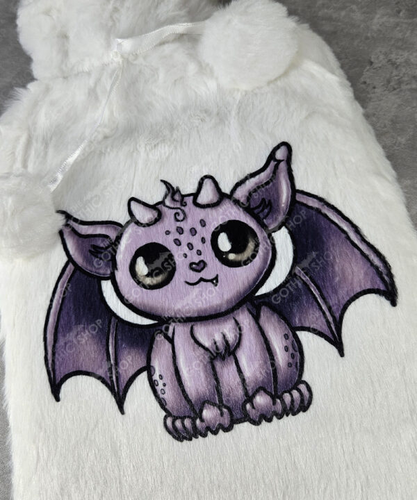 magical kawaii purple gargoyle hot water bottle with plush cover