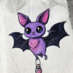 magical kawaii purple bat with potion hot water bottle with plush cover