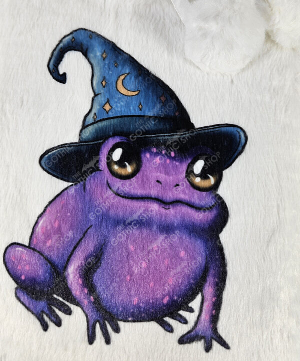 magical kawaii purple witchy frog hot water bottle with plush cover