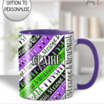 i myself am strange & unusual stripes gothic mug with option to personalise