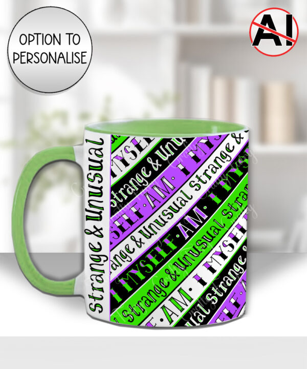 i myself am strange & unusual stripes gothic mug with option to personalise