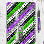 i myself am strange & unusual stripes witchy notebook journal with option to personalise