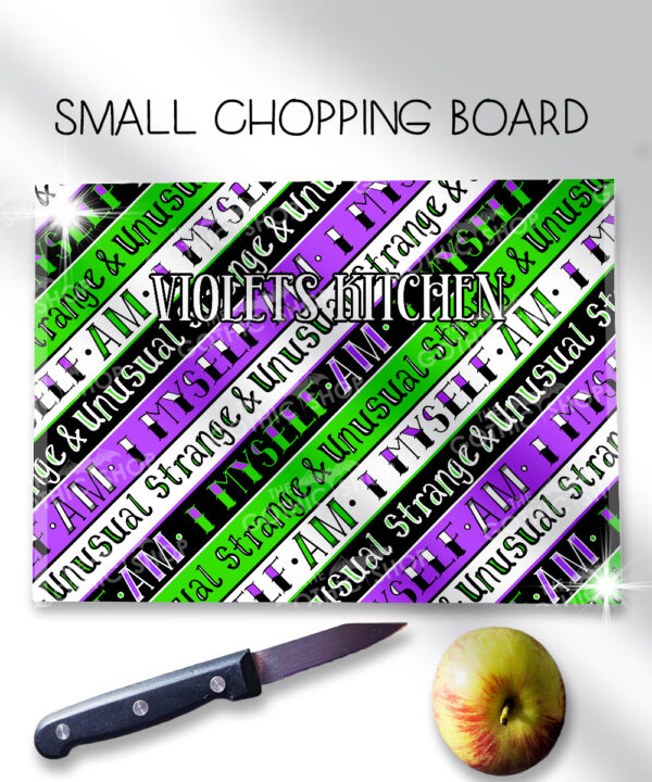 i myself am strange & unusual stripes glass chopping board 2 size options with option to personalise