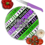 i myself am strange & unusual stripes small round glass chopping board with option to personalise