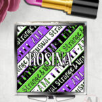 i myself am strange & unusual stripes slim silver square compact mirror with option to personalise