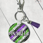 i myself am strange & unusual stripes round keyring with option to personalise
