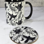 ravens & roses grey gothic mug with option to personalise