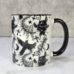 ravens & roses grey gothic mug with option to personalise