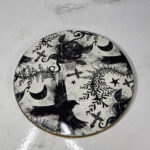 ravens & roses grey 9cm round glossy coaster with option to personalise