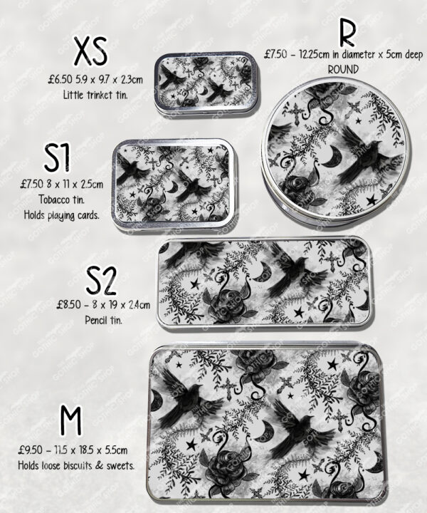 ravens & roses grey storage tin with option to personalise