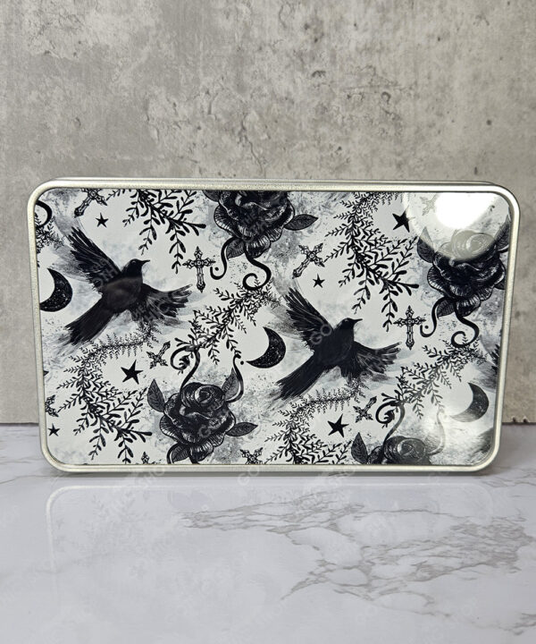 ravens & roses grey storage tin with option to personalise