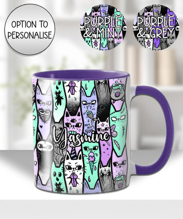 18600 personalised spooky cats gothic mug 2