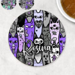 18601 personalised spooky cats gothic coaster 1