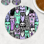 18601 personalised spooky cats gothic coaster 2