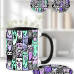 18601 personalised spooky cats gothic coaster 3