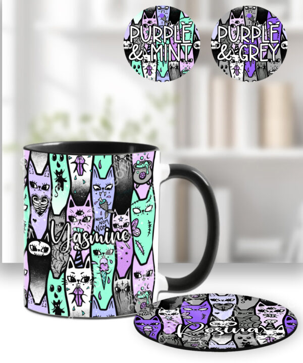 18601 personalised spooky cats gothic coaster 3