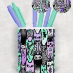 18603 personalised spooky cats gothic pen pot 2