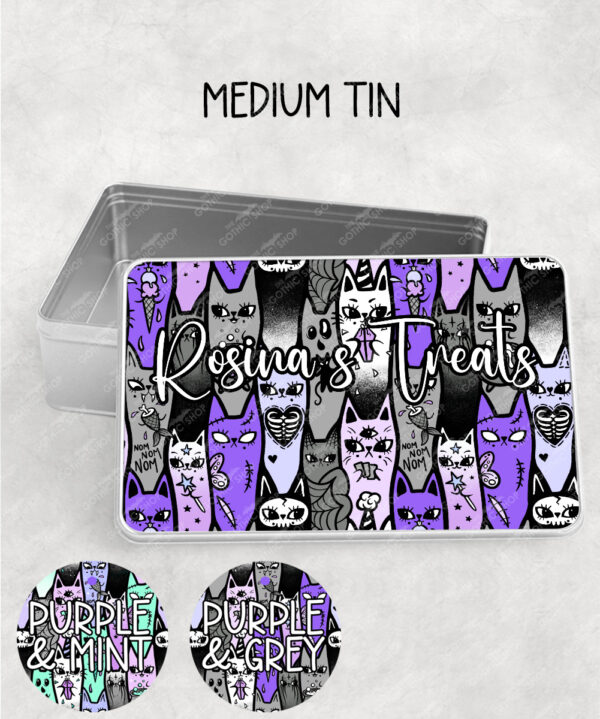 18604 personalised spooky cats gothic storage tin 1