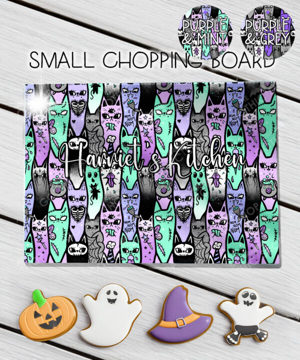 18605 personalised spooky cats gothic chopping board 2