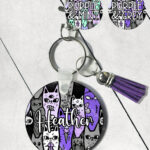 18608 personalised spooky cats gothic keyring 1