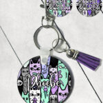 18608 personalised spooky cats gothic keyring 2