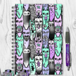 18610 personalised spooky cats gothic notebook 2