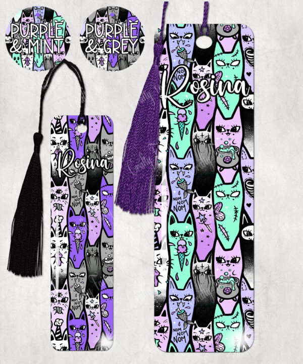 18611 personalised spooky cats gothic bookmark 1