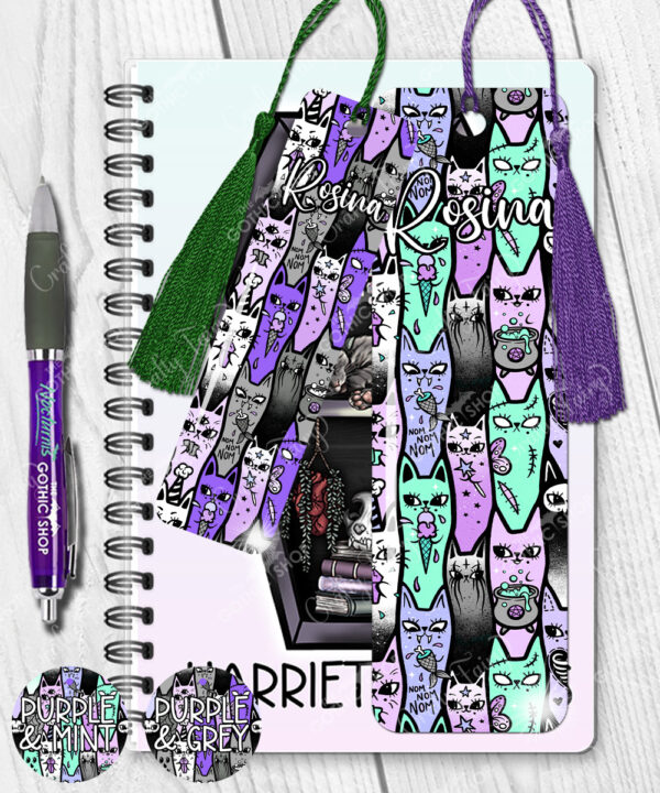 18611 personalised spooky cats gothic bookmark 2