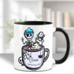 skeleton & ghostie hot chocolate gothic mug with option to personalise