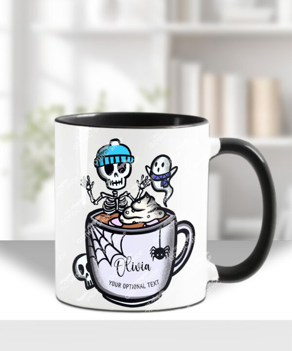 skeleton & ghostie hot chocolate gothic mug with option to personalise