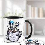 skeleton & ghostie hot chocolate gothic mug with option to personalise