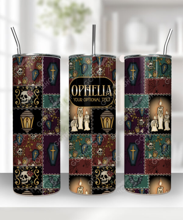 gothic aesthetic patchwork 20oz straight tumbler with option to personalise