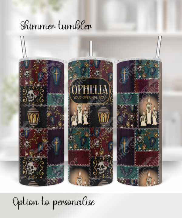 gothic aesthetic patchwork 20oz straight tumbler with option to personalise