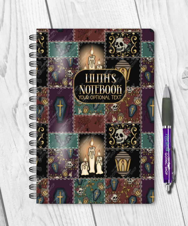 gothic aesthetic patchwork notebook journal with option to personalise