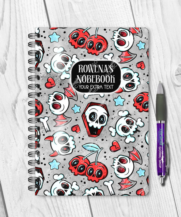 18626 skull cherries gothic notebook a5 4
