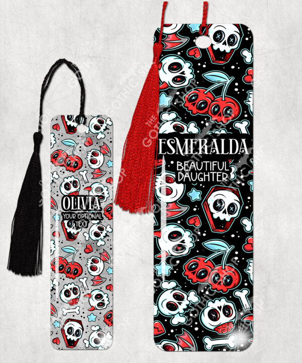 18628 skull cherries gothic bookmark 1