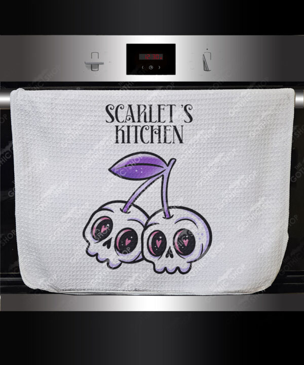 18632 skull cherries gothic tea towel 2