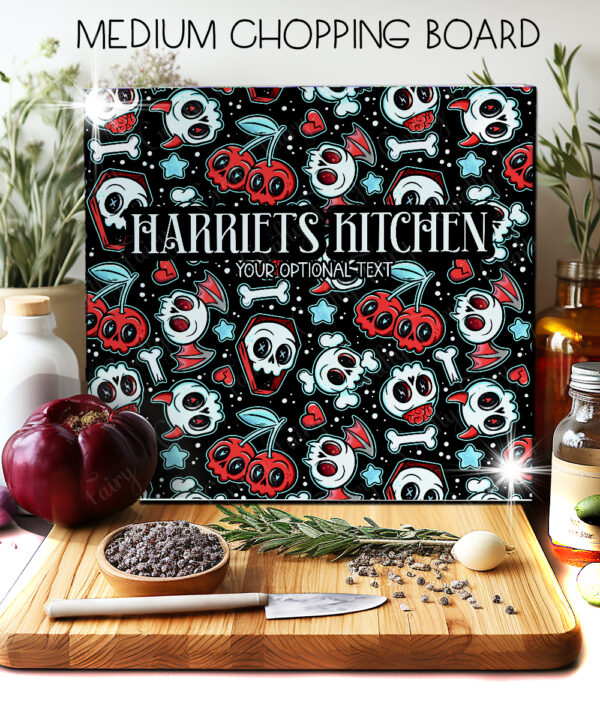 18633 skull cherries gothic chopping board 3