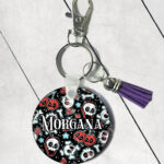 18635 skull cherries gothic keyring